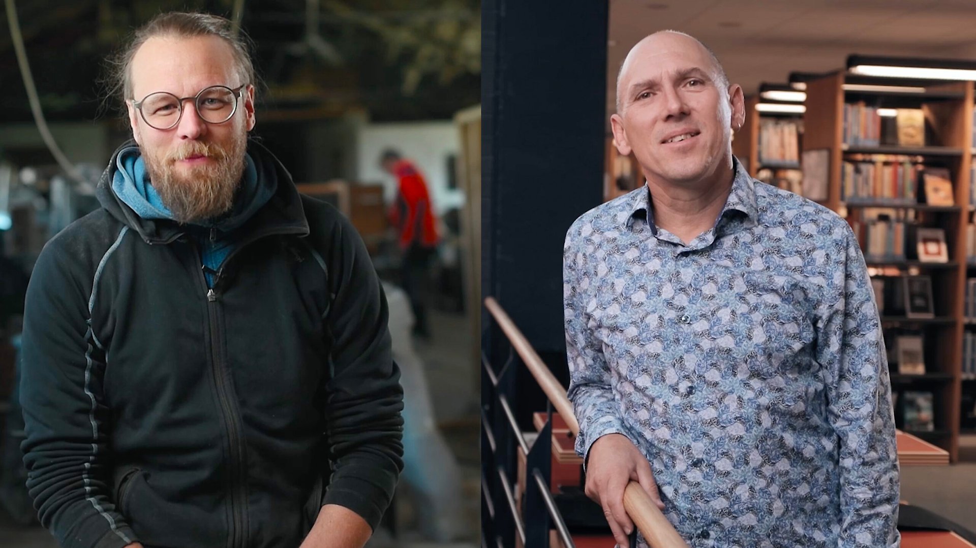 2 men looking toward the camera