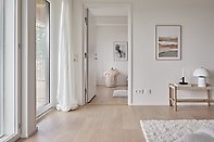 Student dorm room with bed